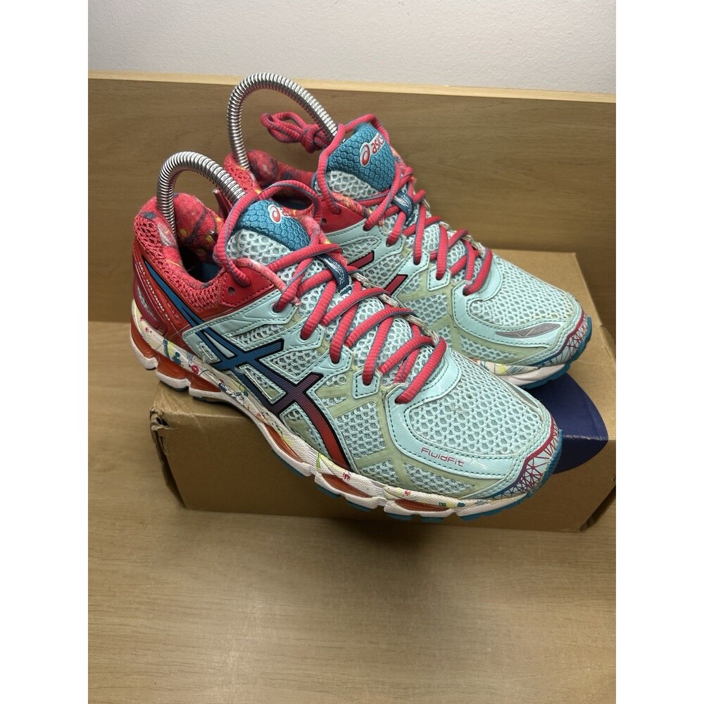 ASICS Gel Kayano 21 Shoes Womens Size 7 Mint Green Pink Athletic Running Sneaker - Picture 4 of 13